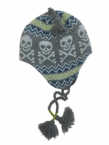 Ben Berger Boys Gray Skull Peruvian Trapper Hat Skulls & Crossbones