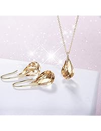 Teardrop Earrings Sterling Silver Made with Swarovski Crystals 14K Gold Plated Dangle Earrings for Women Girls