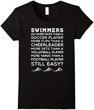 Womens Still Think Swimming is Easy? Swim Team T-Shirt - White Lett Small Black