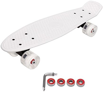Snniku Skateboards - Flashing Wheel Longboard Fashion Skateboard for Children and Adults (white)