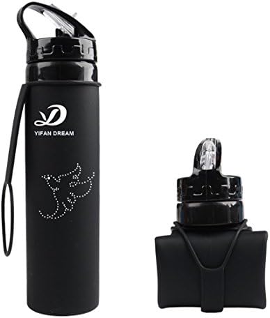 YIFAN DREAM Collapsible & Foldable Hot Water bottles,BPA Free,Leak Proof, Twist Cap,Medical Food Grade Silicone,FDA Approved,Can Roll Up,600ml,Travel Sports & Outdoor lightweight Portable