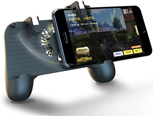 Replaceable 4-in-1 Mobile Game Controller Like Radiator Phone Cooling Pad Mobile Gaming Handle Grip Charger Compatible with Android & iOS for PUBG Fortnite Knives Out(Black)