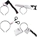 4 Pieces Halloween Headbands Bloody Axe Headband Horror Scissor Headband Spooky Through Head Props for Halloween Costume Supplies, 4 Styles