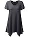 URBANCLEO Womens Short Sleeve V-Neck Tunic Top Long T-Shirt Charcoal XLarge