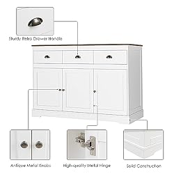 Keyluv White Buffet Cabinet Storage Sideboard