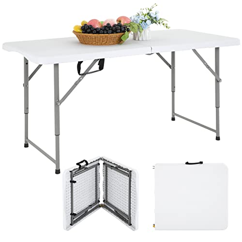 4FT Folding Table Adjustable Height Camping Table Plastic Picnic