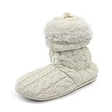 Gohom Women's Faux Fur Black Fringes Indoor Slipper Boots