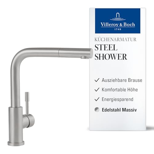 Villeroy & Boch VB-9697 01 LC, Kitchen Sink tap Steel Shower, Brushed Steel