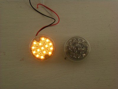 (2) Amber 3" Round 15 LED Surface Mount Park Turn Signal Lights / Clear Lens