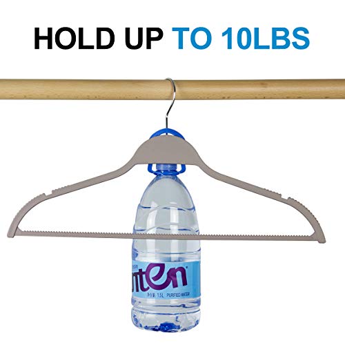 Clothes Hangers Plastic, Space Saving Plastic Hangers for Clothes, Slim & Heavy Duty with Non Slip Rubber Coating, 360° Swivel Hook, Gray, 20 Pack