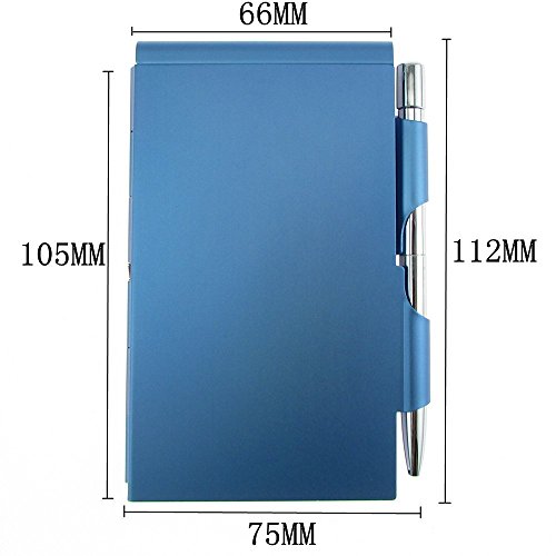 Cmxsevenday C68809 Pocket Size Aluminium Alloy Memo Pad Holder, with Ball Point Pen - Light Blue