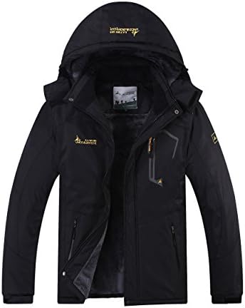 Waterproof Mens Snow Ski Jacket Winter Snowboard Windproof Rain Skiing Jackets for Adults Hooded 3-in-1 Breathable Outdoor Hiking Coat Water Resistant Mountain Fleece Outwear XX Large Size Black