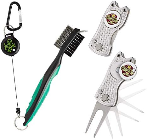Grip & Rip Golf Divot Repair Tool and Ball Marker | Switchblade Style | Magnetic Ball Marker Plus Golf Club Brush and Groove Cleaner | 2 Ft Retractable Zip Line | Carabiner Clip for Golf Bag Grip & Rip Golf Divot Repair Tool and Ball Marker | Switchblade Style | Magnetic Ball Marker Plus Golf Club Brush and Groove Cleaner | 2 Ft Retractable Zip Line | Carabiner Clip for Golf Bag