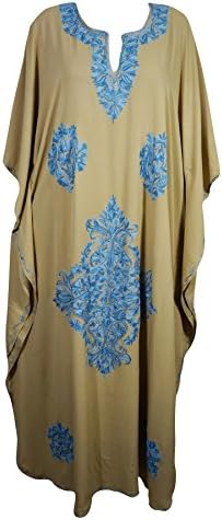 Mogul Womens Caftan Sexy Kaftan Floral Embellished Hostess Maxi Dress Resort Wear