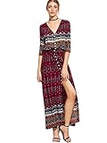 Milumia Women's Button up Split Floral Print Flowy Party Maxi Dress