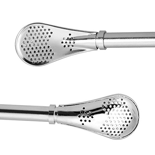 Spoon Straws Tea Filter Colander Reusable Drinking Straws Long Barware Strainer Stirring Steel Spoon Tea Infuse (5pcs) - Thumbnail 4