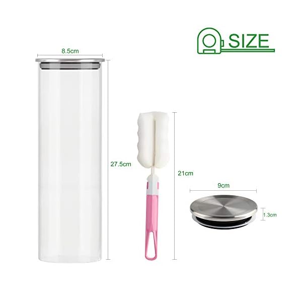 Glass-Jars-Embedo-Glass-Storage-Jars-1400-ml-Airtight-Food-Jars-Set-of-3-Food-Canisters-Kitchen-Canisters-for-Spaghetti-Flour-Coffee-Sugar-Pasta-Glass-Food-Storage-Containers-Set Glass Jars, Embedo Glass Storage Jars 1400 ml Airtight Food Jars Set of 3 Food Canisters Kitchen Canisters for Spaghetti, Flour, Coffee, Sugar, Pasta, Glass Food Storage Containers Set…