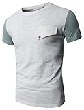 H2H Mens Slub Cotton Crew Neck T-shirts with Non-pocket