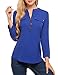 ANGVNS Women Long Sleeve V Neck Printed Chiffon Shirt, Jewelry Blue, XL