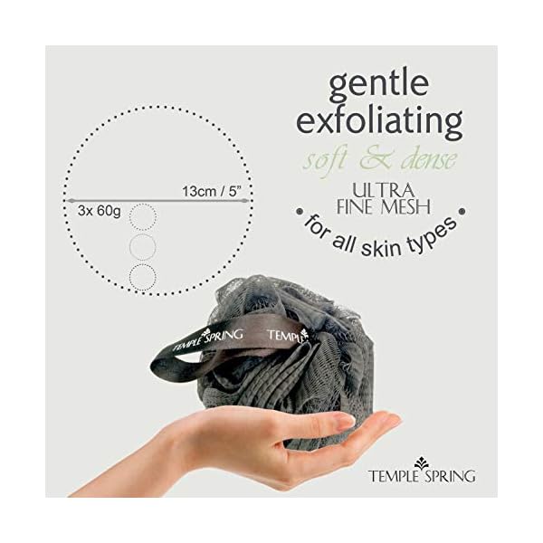 Temple Spring, Eco Recycled Shower Pouf, Bath Loofah, Body Brush, Mesh Sponge, Exfoliating Bath Scrunchie, Multi Pack…