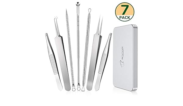 Taythi Blackhead Remover Eyebrow Tweezers Set 7pcs Comedone