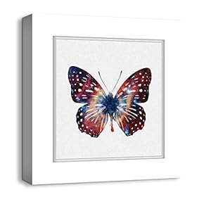 Canvas Wall Art Colorful Butterflies Photo Frame Style Painting Artwork for Home Prints Framed - 12x12 inches