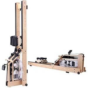 Home Rowing Machine Fitness Cardio Workout with Adjustable Resistance Wooden Water Resistancewith LCD Display Rowing Machine Adjustable Footrest And Bench Perfect