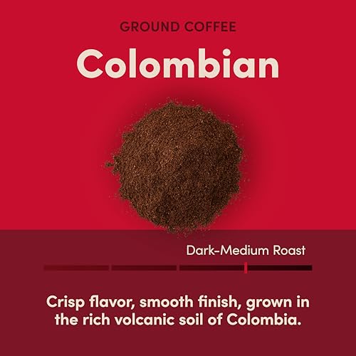 TIM HORTONS COLOMBIAN, MEDIUM-DARK ROAST GROUND COFFEE, PERFECTLY BALANCED, ALWAYS SMOOTH, MADE WITH 100% ARABICA BEANS, 12 OUNCE BAG