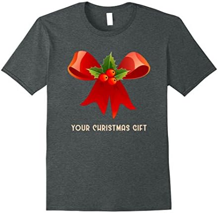 Mens Your Christmas Gift Ribbon Text Xmas T Shirt XL Dark Heather