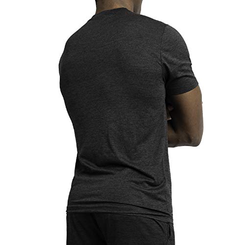 Alive Men's Tee Shirt Active Quick Dry Workout Short Sleeve Shirts Crew Neck (Black Heather, X-Large)