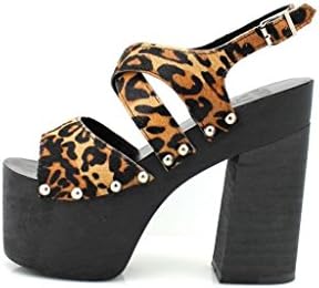 UNIF Womens Fever Leather Leopard Pony Platform Shoes