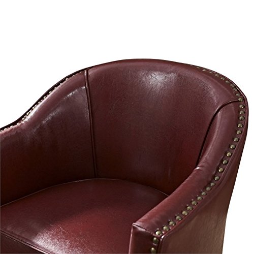 Simpli Home AXCTUB-004-RRD Kildare 29 inch Wide Transitional Tub Chair in Radicchio Red Bonded Leather - Thumbnail 5