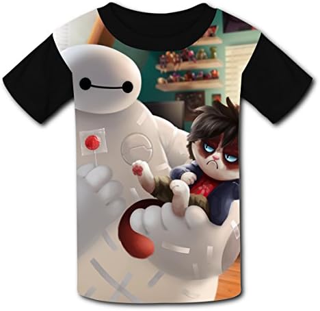 YCMK1124 LagWhite-Cat Kids Youth Costume Short Sleeve T Shirt Tee For Boys (Black)