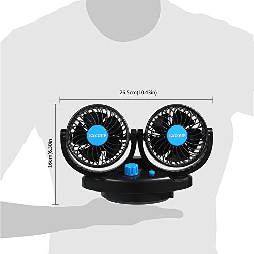 Oscillating Fan for Car with 12V Adapter for Household, Fan for Truck Car 2 Adjustable Speed 360° Rotatable Low Noise - Thumbnail 6