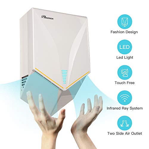 PLUSSEN Premium Commercial Automatic High Speed Hand Dryers for Bathrooms with Two Hot Air Outlet, Fast Drying in 10 Seconds, ABS Compact Electric Hand Dryer Blower - Thumbnail 7