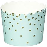 Simply Baked CSM-139 Disposable Paper Baking Cups, 25-Pack, Mint And Gold Dots