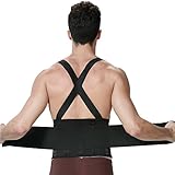 Lumbar Support Belt with Suspenders for Men - Adjustable & Light - Back Brace Shoulder Holsters - Lower Back Pain, Work, Lifting, Exercise, Sport - Neotech Care Brand - Black - Size M