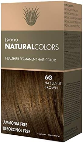 ONC NATURALCOLORS (6G Hazelnut Brown) 4 fl. oz. (120 mL) Healthy Permanent Hair Dye with Certified Organic Ingredients, Ammonia Free, Vegan Friendly, 100% Gray Coverage