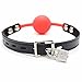 iEFiEL PU Leather Paly Buckle Belt Silicon Mouth Ball Open Breathable Mouth Gag For Men Woman (Red With Locks)