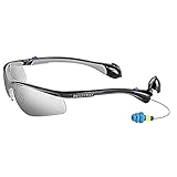 ReadyMax SoundShield Classic Style, Black Frame, Grey Anti-Fog, Scratch Resistant Safety Glasses w/Built in Hearing Protection