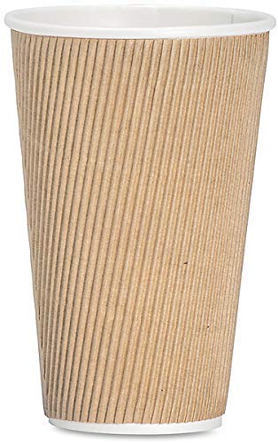 1InTheHome 16 oz Coffee Cups With Lids. Disposable Insulated Ripple Wall Paper Hot Cups with Lids - Thumbnail 3