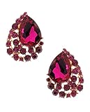 Women's Evening Teardrop Gemstone Cluster Fashion Clip On Earrings