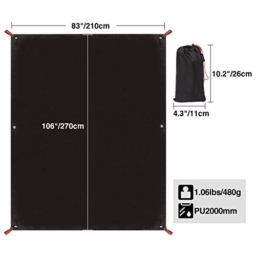 REDCAMP Ultralight Tent Footprint, 55''116''x87''118'' PU 2000