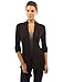 PattyBoutik Women Ribbed Cascading Open Cardigan (Black Medium)
