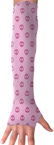 Alien Pattern Pink Unisex Protection Hand Cover Arm Sleeves Cool Cover Sun For Outdoor Activities 1 Pair