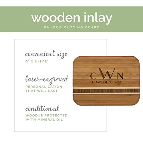 Personalized Bamboo Cutting Board, Engraved Wedding Gift w/Wooden Inlay, Customizable-Barbados