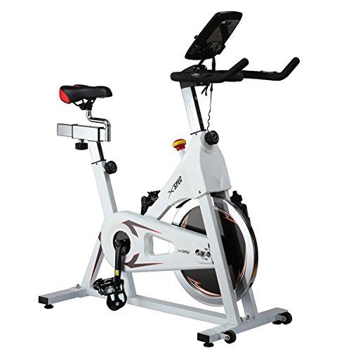 Xspec Pro Stationary Upright Exercise Chain Drive Smart Cycling Bike, 40LB Flywheel Bicycle, iBiking+, Heart Pulse Sensors, Adjustable Friction Resistance, 3-Piece Crank, 6-Function Monitor