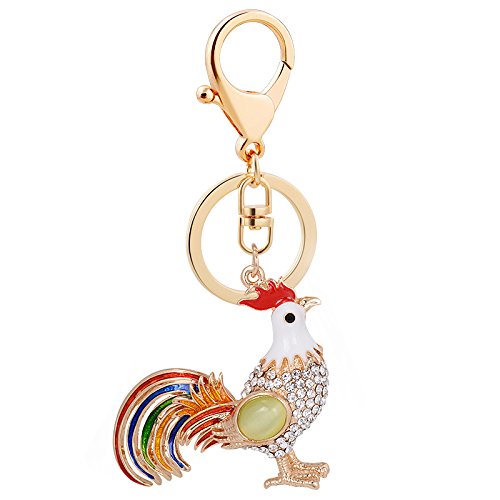 Buy Animal keychains Enamel Rooster Bling Rhinestone Keychain Cock