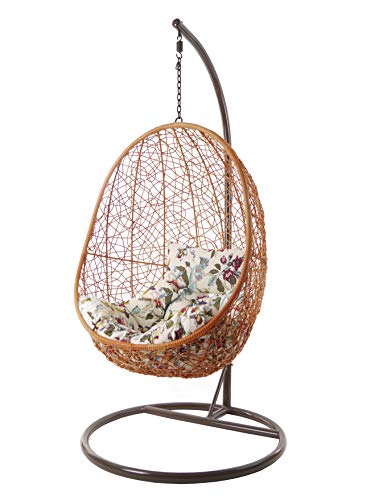 Kideo® Komplettset: Hängesessel inkl. Gestell & Kissen, mediterran, Rattanmöbel, Lounge, naturfarben (Kissen…