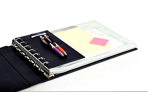Premium 7 Ring Business Check Binder for 3 on a Page Checks - Large Storage Pouch, Calendar, and Pen Included, | 600 Check / 200 (9" x 13") Sheet Capacity, Black - Thumbnail 4